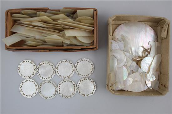 A collection of Chinese circular and oblong mother of pearl gaming counters,